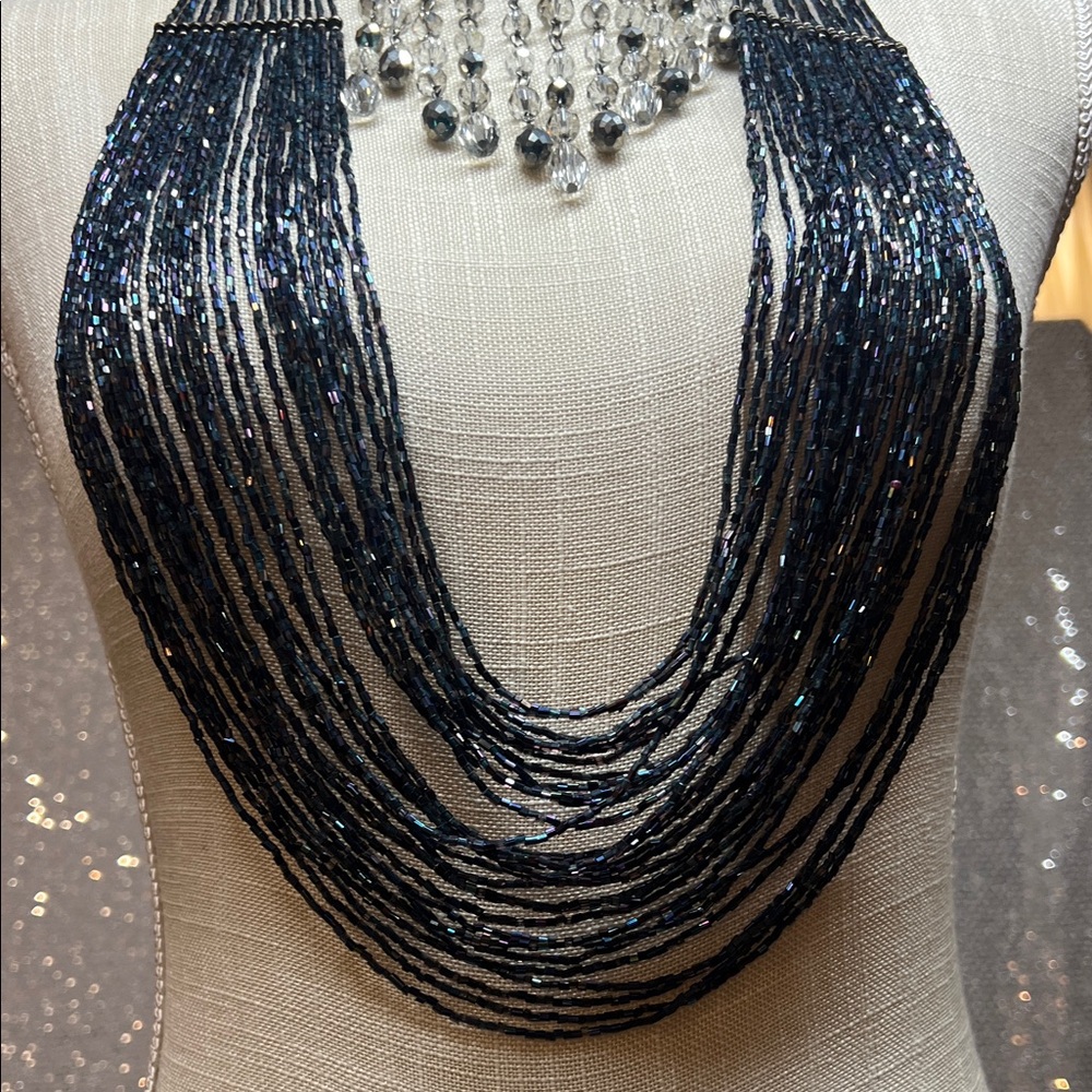 Silver, Blue, Grey Iridescent Statement Necklaces - Picture 4 of 8